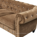 Home furniture set hotel tufted brown velvet fabric chesterfield sofa lounge couch for customized design